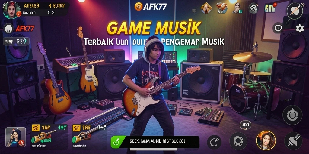 Tampilan interaktif gameplay AFK77 dengan musik yang mengasyikkan.