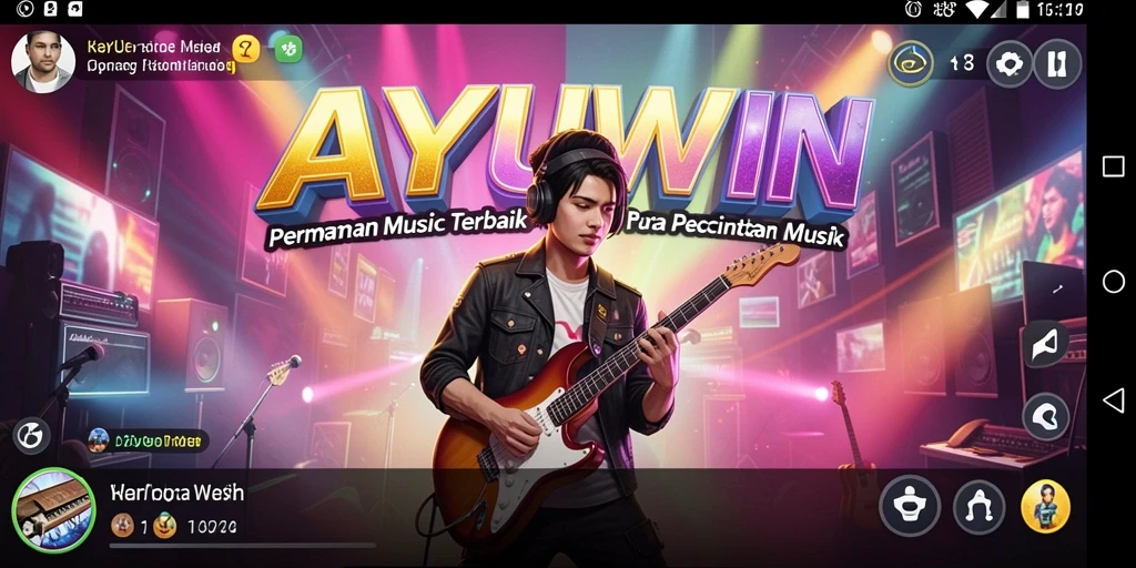 Tampilan gameplay AYUWIN yang menarik dan interaktif dengan berbagai lagu.