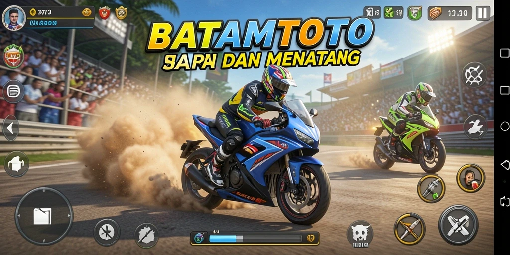 Tampilan seru dari gameplay balapan motor BATAMTOTO.