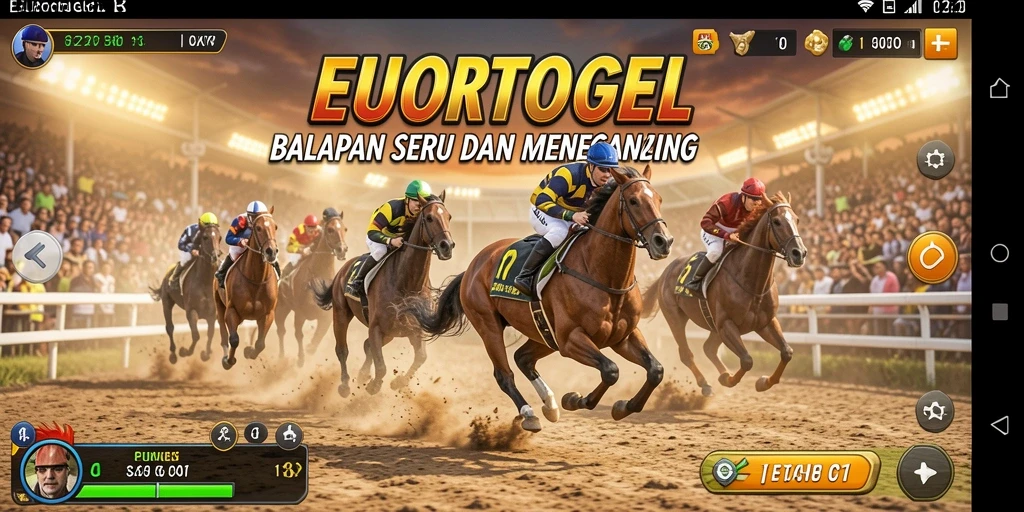 Screenshot gameplay EUROTOGEL menampilkan aksi balapan yang menegangkan.