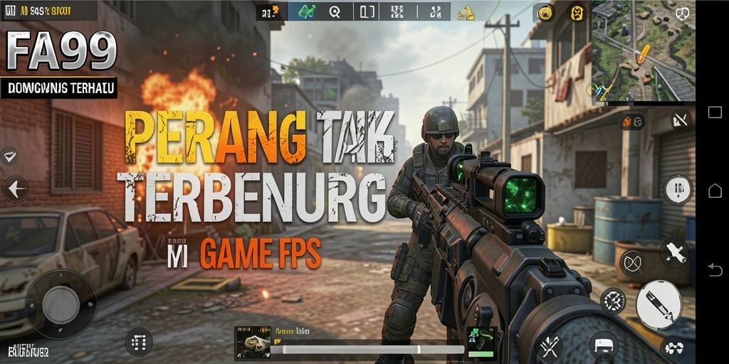 Screenshot utama FA99 menampilkan aksi seru dalam pertandingan FPS.
