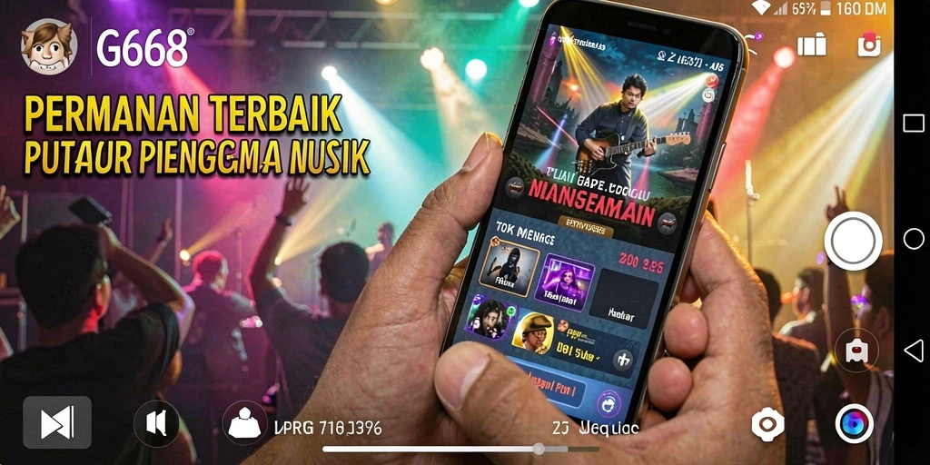 Tampilan menarik dari gameplay G668 yang penuh irama musik.