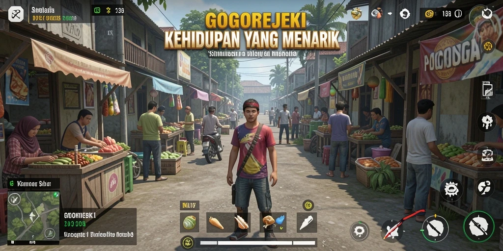 Tangkapan layar gameplay GOGOREJEKI dengan simulasi kehidupan yang menarik.