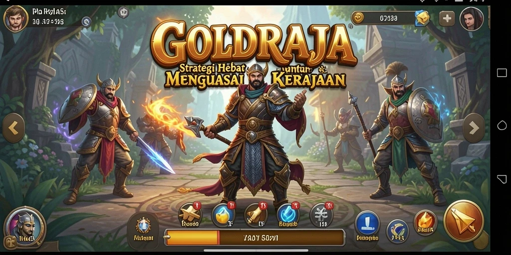 Tampilan gameplay GOLDRAJA yang menampilkan pertempuran strategis yang seru.