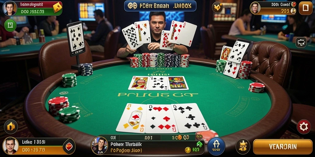 Tampilan gameplay Poker yang menarik dan mendebarkan.