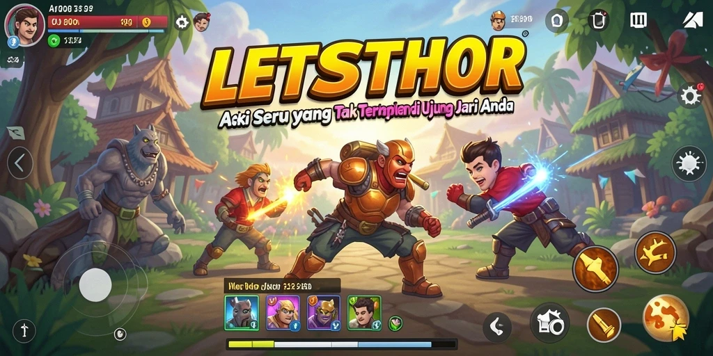 Tampilan gameplay LETSTHOR yang penuh aksi dan petualangan seru.