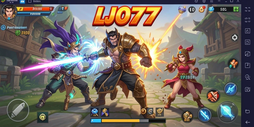 Tampilan gameplay seru LJO777 saat pertarungan epik.