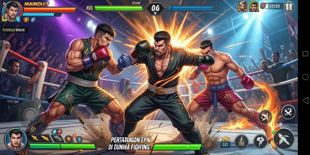 Gameplay seru dari MAINDUIT dengan pertarungan mendebarkan.