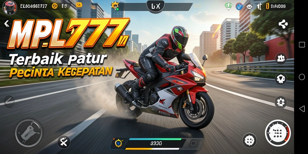 Tampilan gameplay MPL777 yang seru dengan motor balap yang melaju kencang.