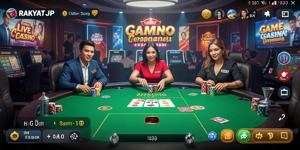 Tampilan gameplay interaktif di RAKYATJP dengan dealer langsung.