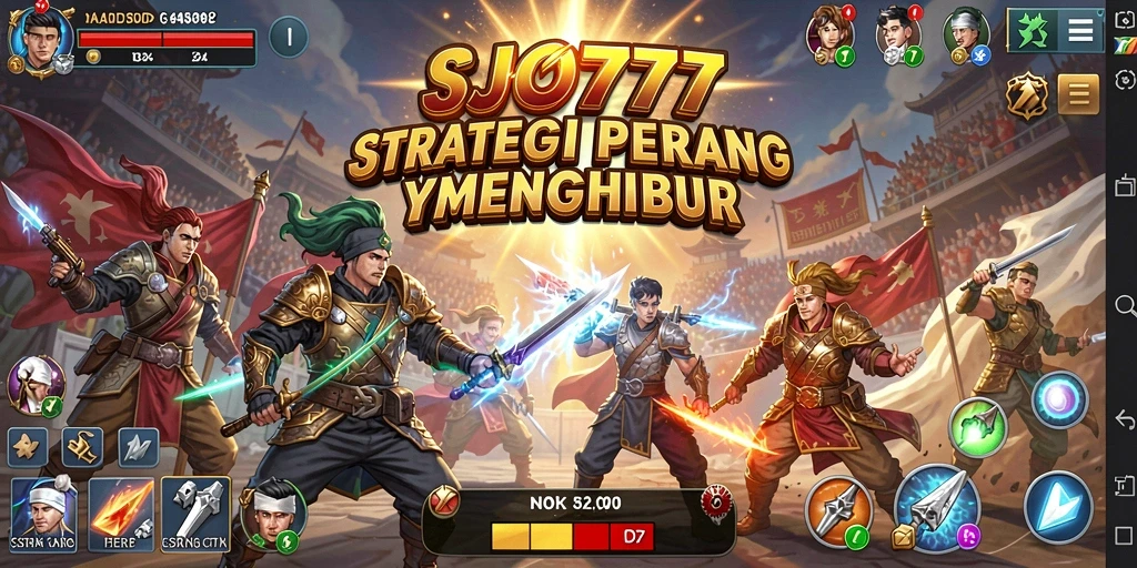 Tampilan gameplay SJO777 dengan pertempuran dan strategi yang mendebarkan.