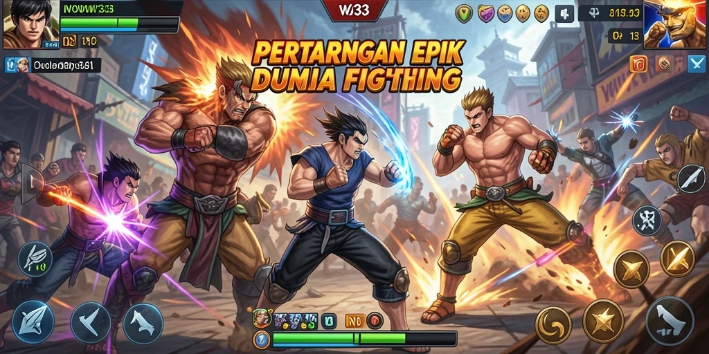 Screenshot WOW33 menampilkan aksi pertarungan penuh energi.